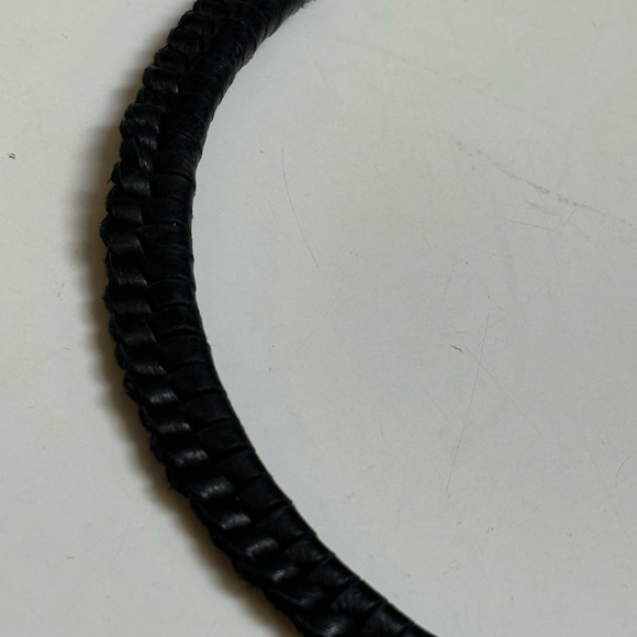 Millianna Italy Couture Black Leather Suede MultiFringe Jet Crystal Omega Choker - Picture 7 of 8